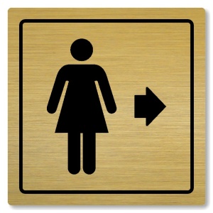 WC ženy vpravo, 80x80mm, zlatá, Arizona